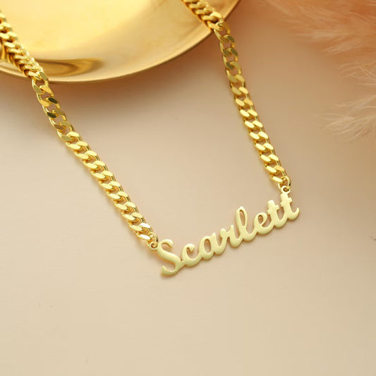 Custom Name Necklace with Curb Chain